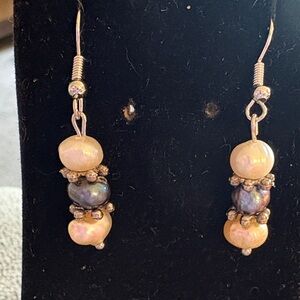 Hand Crafted Triple Pearl Earrings